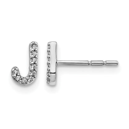14K White Gold Lab Grown VS/SI+ G+ Diamond Letter J Initial Post Earrings