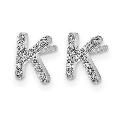 14K White Gold Lab Grown VS/SI+ G+ Diamond Letter K Initial Post Earrings
