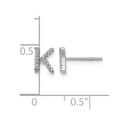 14K White Gold Lab Grown VS/SI+ G+ Diamond Letter K Initial Post Earrings