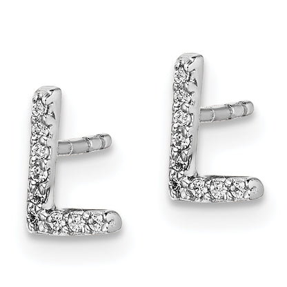 14K White Gold Lab Grown VS/SI+ G+ Diamond Letter L Initial Post Earrings