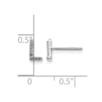 14K White Gold Lab Grown VS/SI+ G+ Diamond Letter L Initial Post Earrings