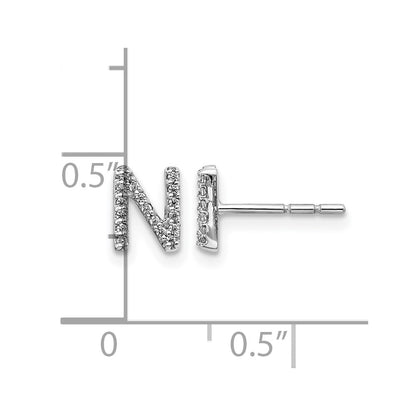 14K White Gold Lab Grown VS/SI+ G+ Diamond Letter N Initial Post Earrings