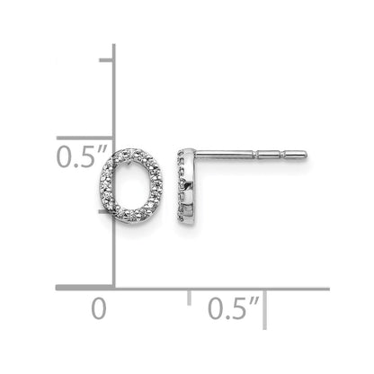 14K White Gold Lab Grown VS/SI+ G+ Diamond Letter O Initial Post Earrings
