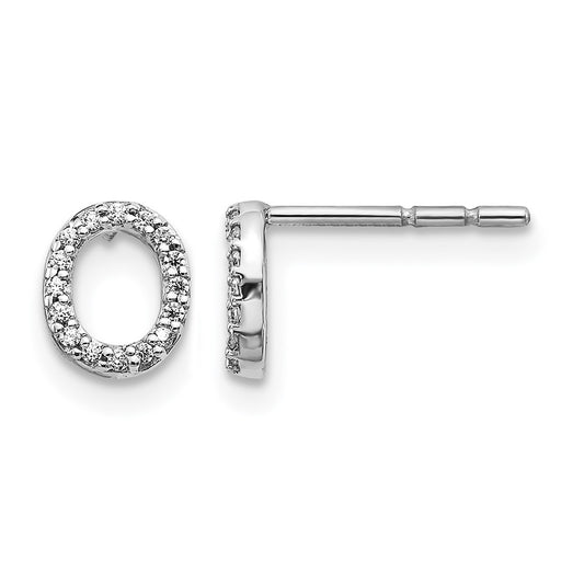 14K White Gold Lab Grown VS/SI+ G+ Diamond Letter O Initial Post Earrings