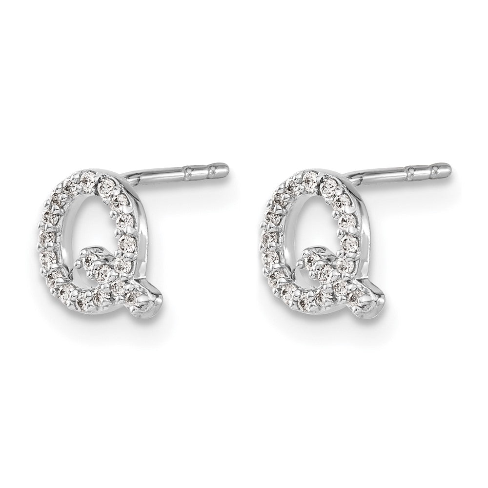 14K White Gold Lab Grown VS/SI+ G+ Diamond Letter Q Initial Post Earrings