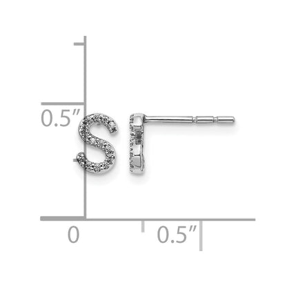 14K White Gold Lab Grown VS/SI+ G+ Diamond Letter S Initial Post Earrings