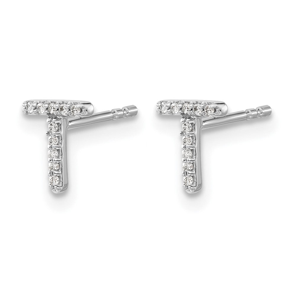 14K White Gold Lab Grown VS/SI+ G+ Diamond Letter T Initial Post Earrings