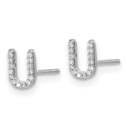 14K White Gold Lab Grown VS/SI+ G+ Diamond Letter U Initial Post Earrings