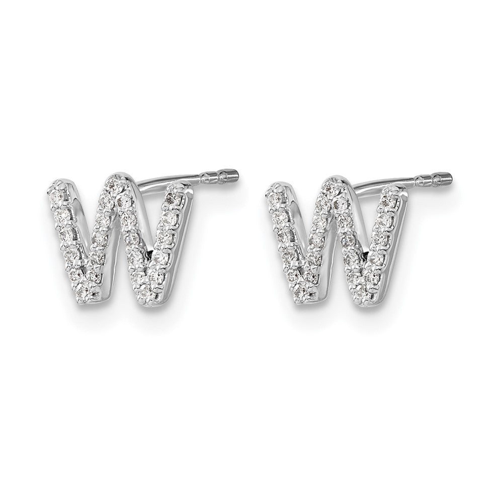 14K White Gold Lab Grown VS/SI+ G+ Diamond Letter W Initial Post Earrings