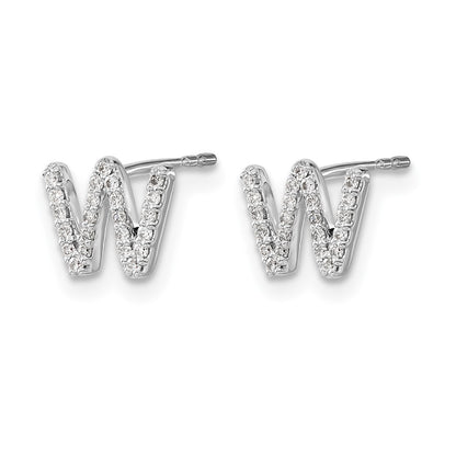 14K White Gold Lab Grown VS/SI+ G+ Diamond Letter W Initial Post Earrings