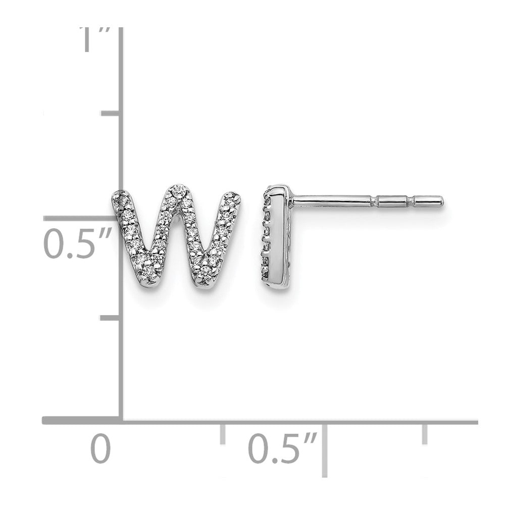 14K White Gold Lab Grown VS/SI+ G+ Diamond Letter W Initial Post Earrings
