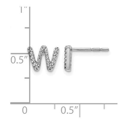 14K White Gold Lab Grown VS/SI+ G+ Diamond Letter W Initial Post Earrings
