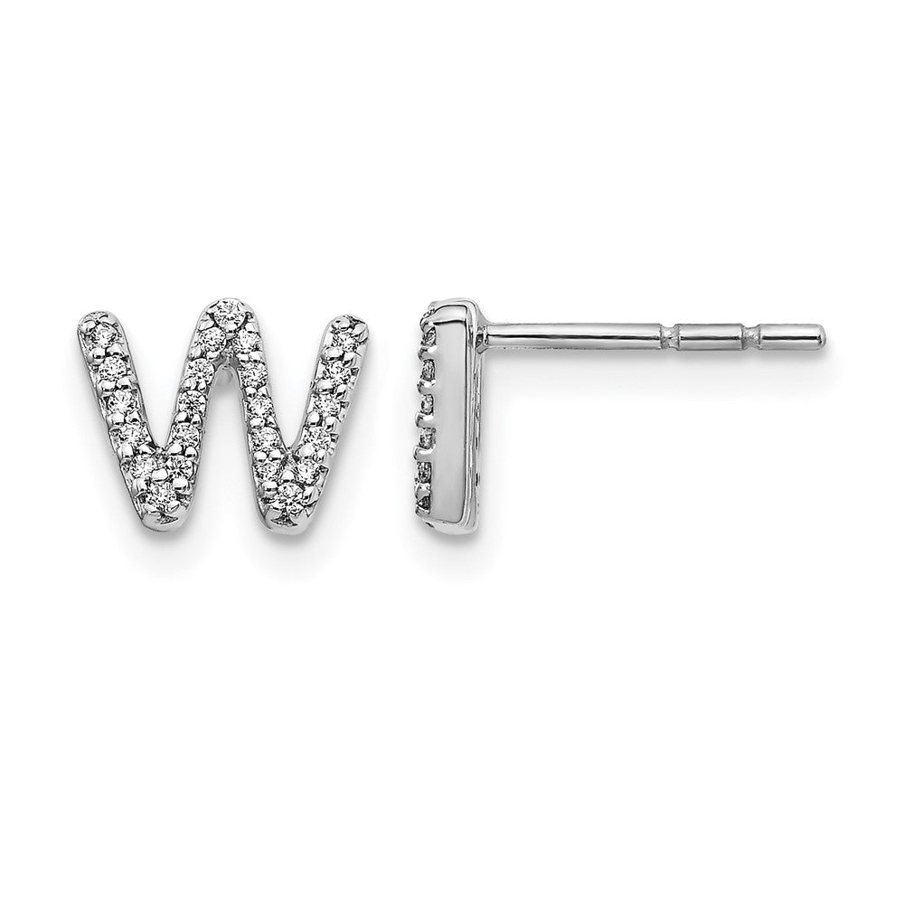 14K White Gold Lab Grown VS/SI+ G+ Diamond Letter W Initial Post Earrings