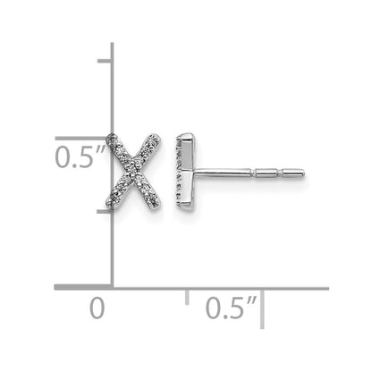 14K White Gold Lab Grown VS/SI+ G+ Diamond Letter X Initial Post Earrings
