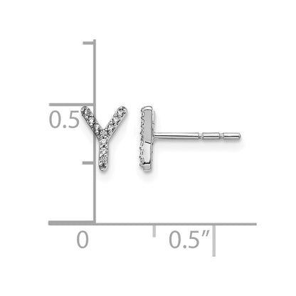 14K White Gold Lab Grown VS/SI+ G+ Diamond Letter Y Initial Post Earrings