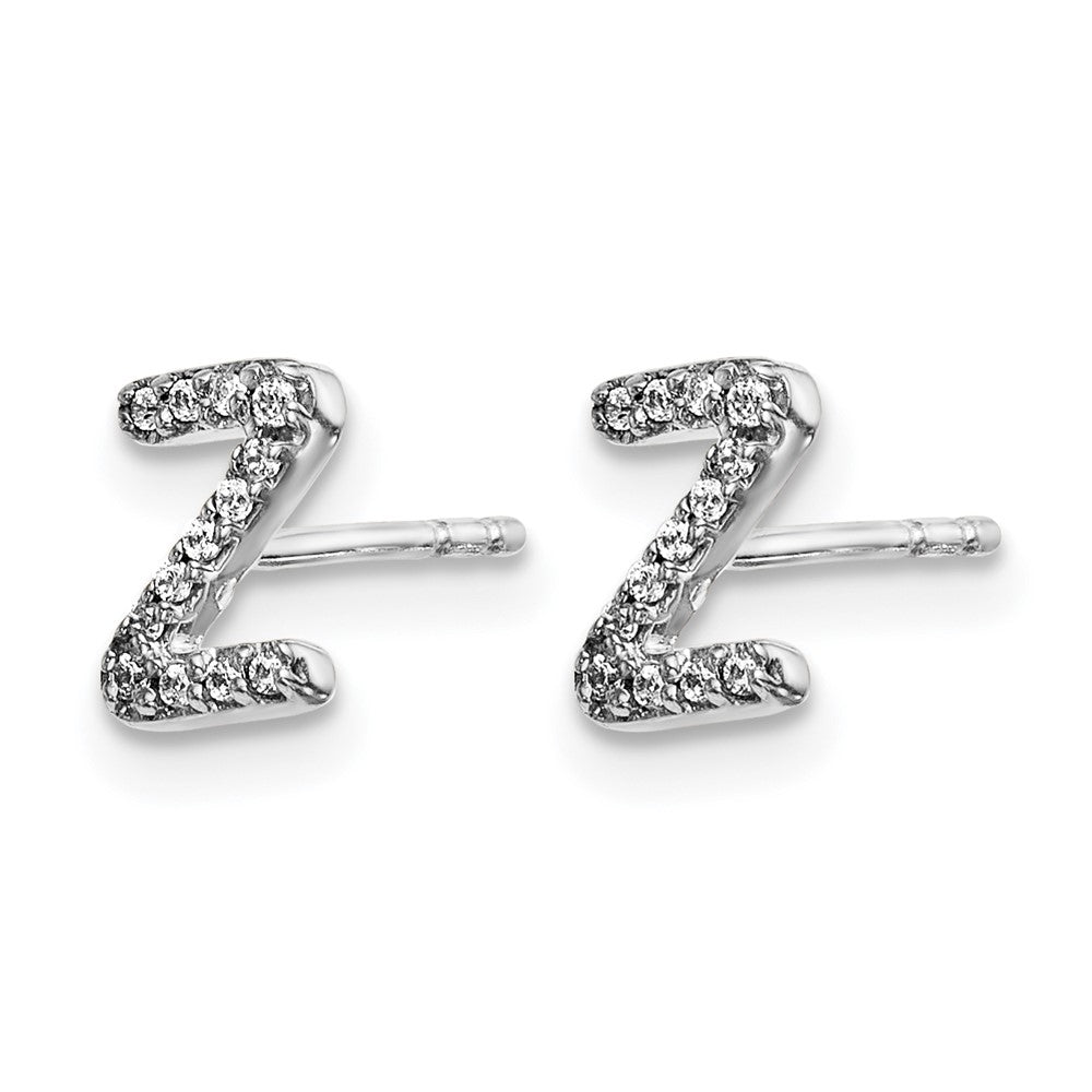14K White Gold Lab Grown VS/SI+ G+ Diamond Letter Z Initial Post Earrings