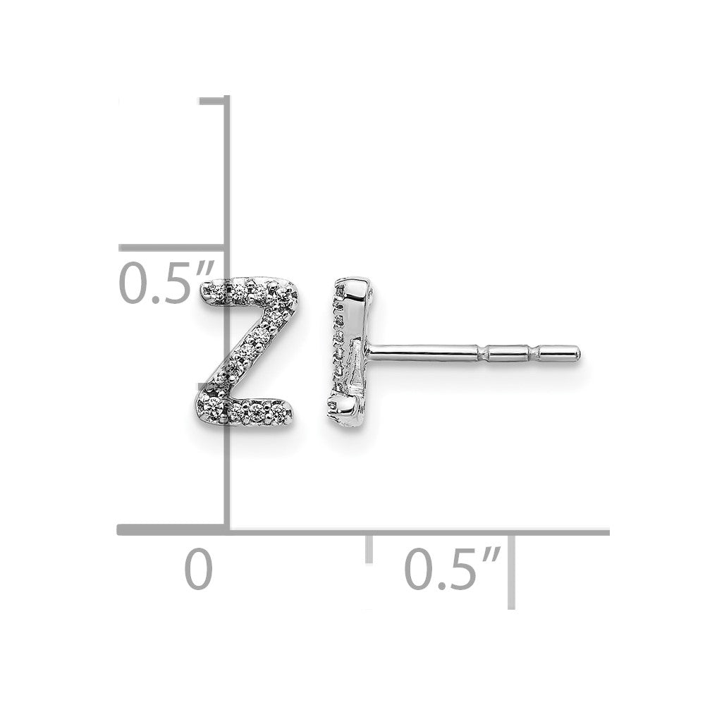 14K White Gold Lab Grown VS/SI+ G+ Diamond Letter Z Initial Post Earrings