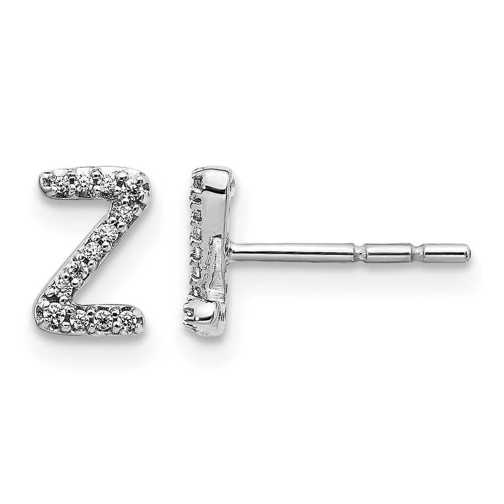14K White Gold Lab Grown VS/SI+ G+ Diamond Letter Z Initial Post Earrings