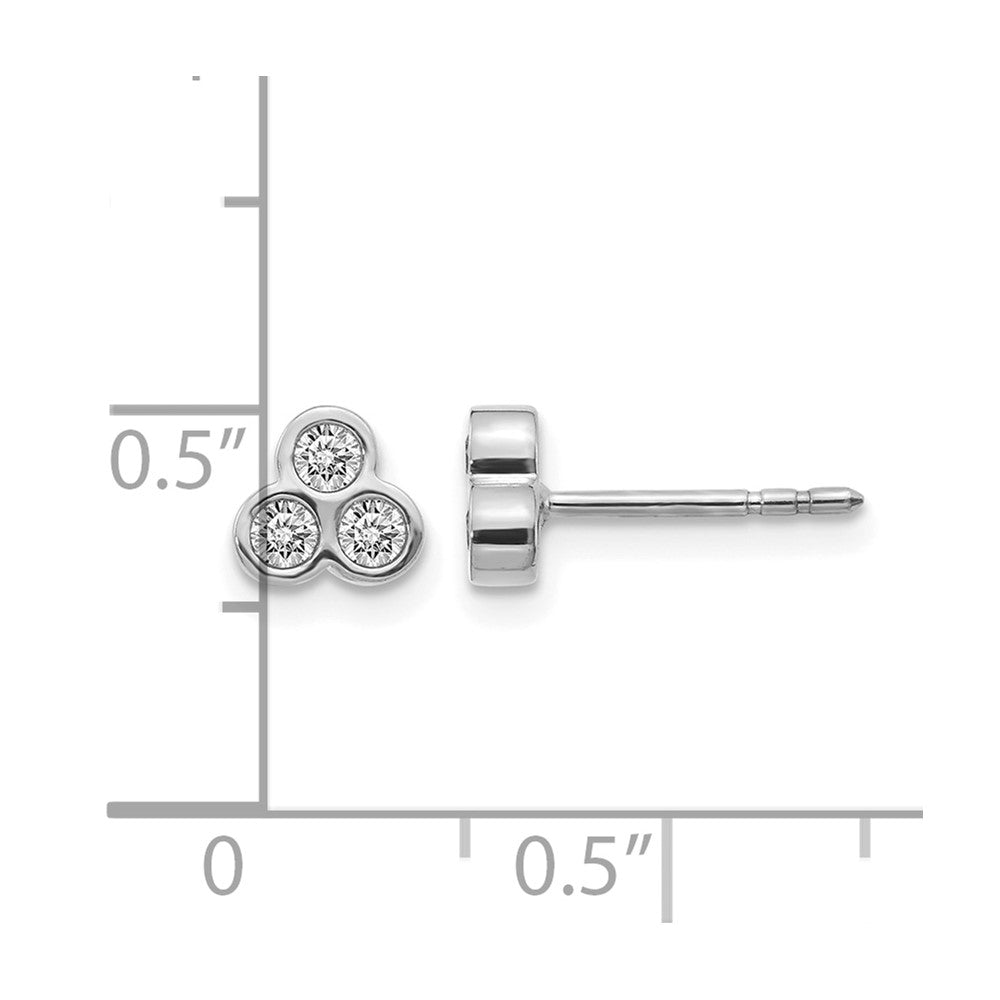 10K White Gold 3-Stone Diamond Earrings