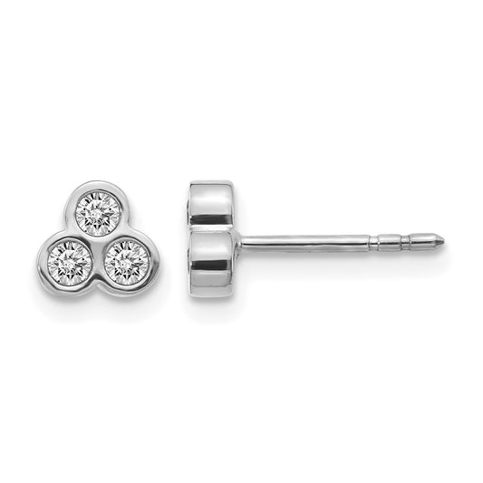 10K White Gold 3-Stone Diamond Earrings