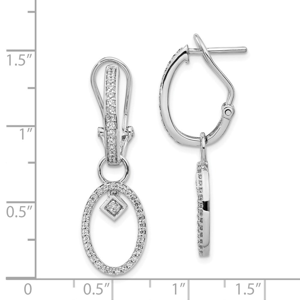 Solid 14k White Gold Simulated CZ Omega BacK Earrings