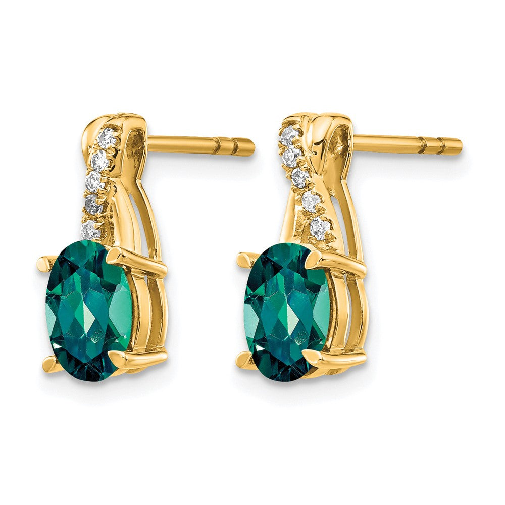 10K Yellow Gold Created Alexandrite And Diamond Earrings