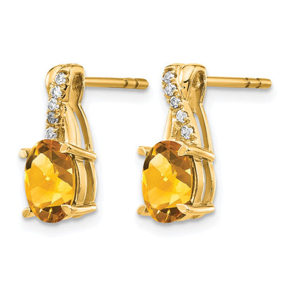 10K Yellow Gold Citrine And Diamond Earrings