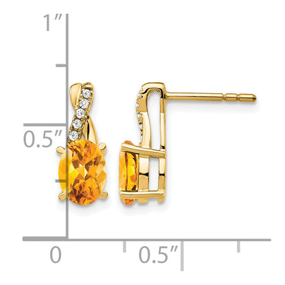 10K Yellow Gold Citrine And Diamond Earrings