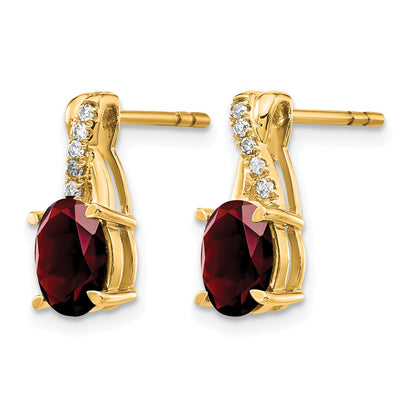 10K Yellow Gold Garnet And Diamond Earrings
