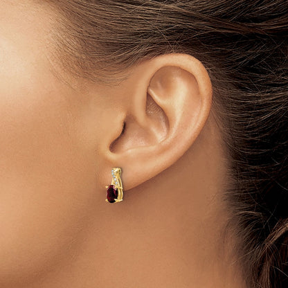 10K Yellow Gold Garnet And Diamond Earrings