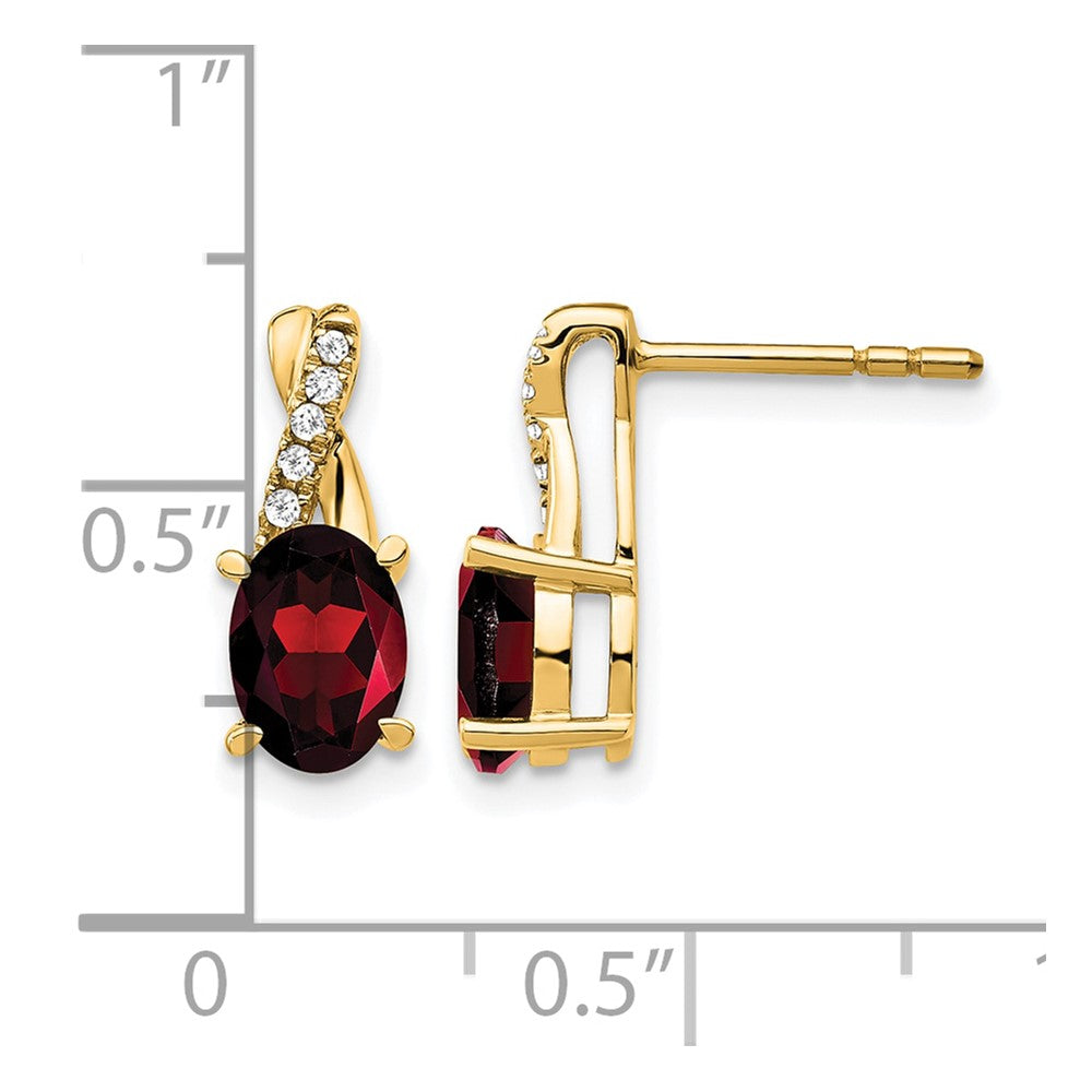 10K Yellow Gold Garnet And Diamond Earrings