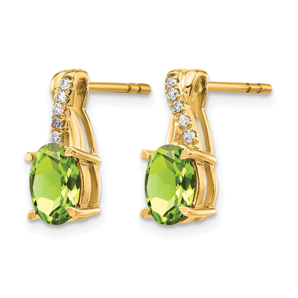 10K Yellow Gold Peridot And Diamond Earrings