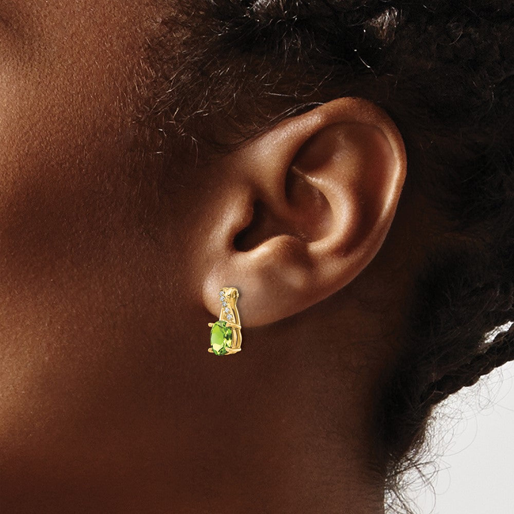 10K Yellow Gold Peridot And Diamond Earrings