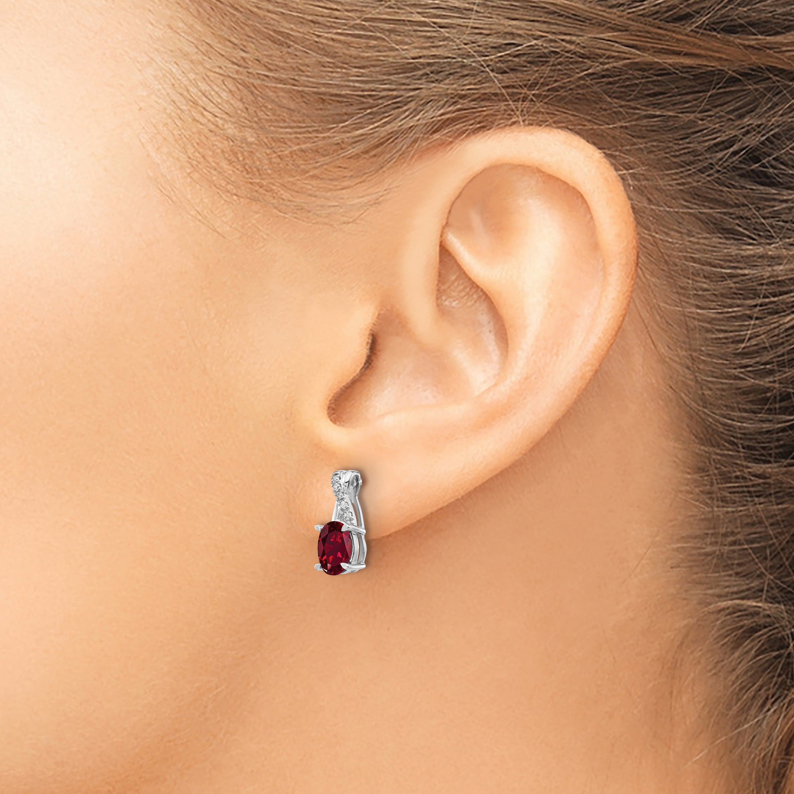 10K White Gold Ruby And Diamond Earrings