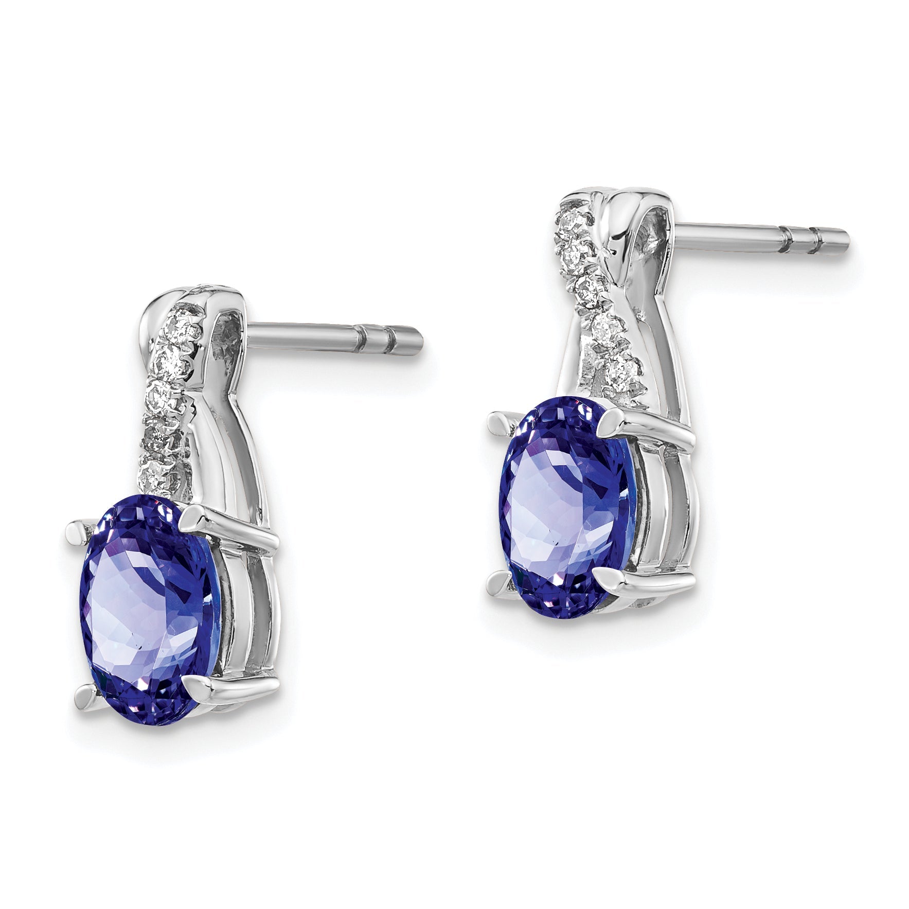 14K White Gold Tanzanite And Diamond Earrings