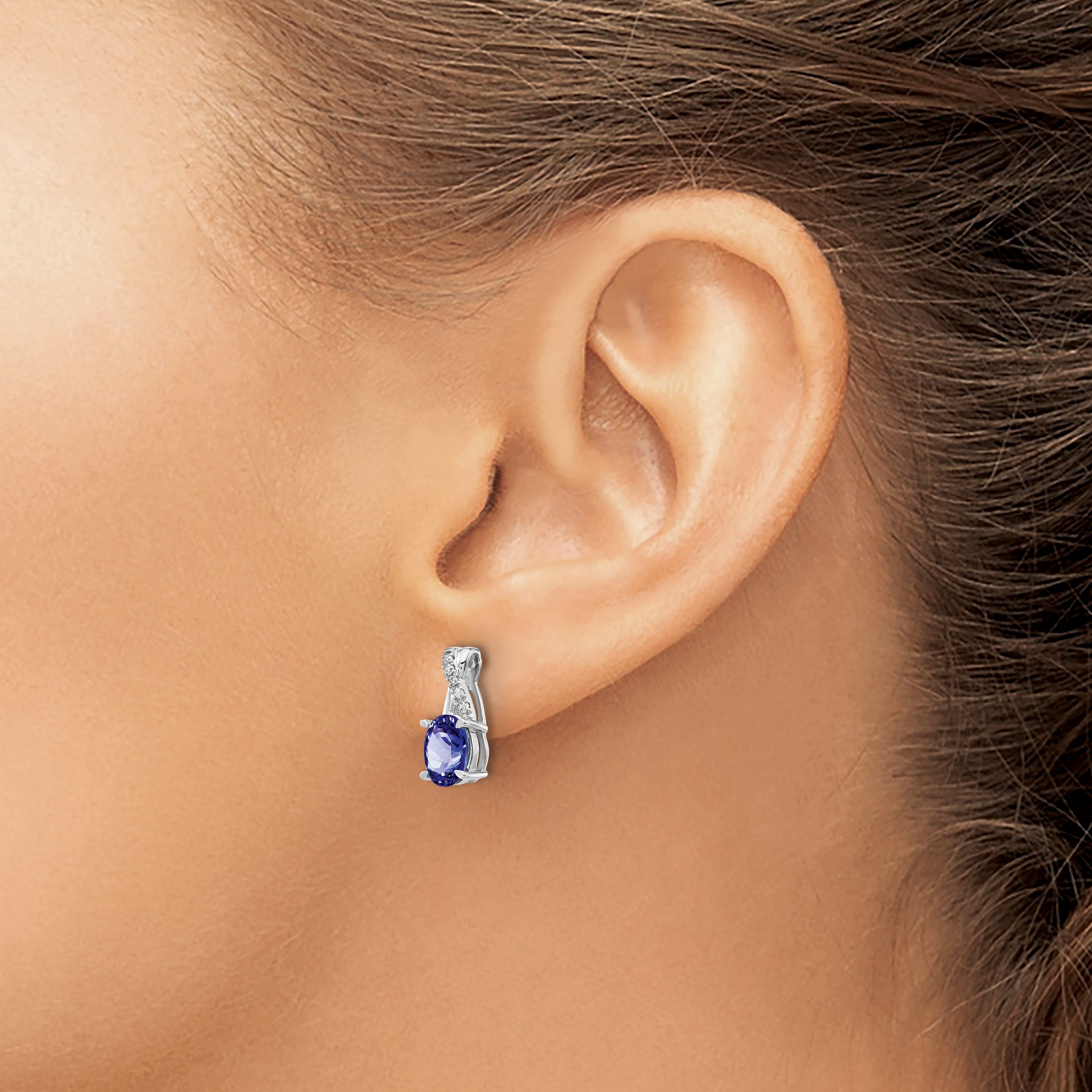 14K White Gold Tanzanite And Diamond Earrings