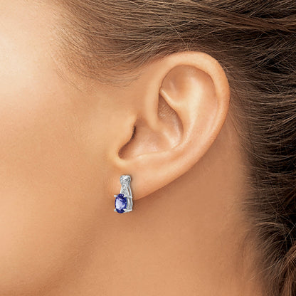 14K White Gold Tanzanite And Diamond Earrings