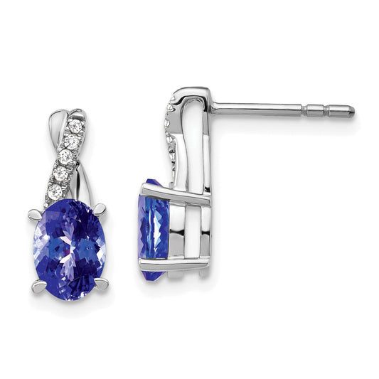 14K White Gold Tanzanite And Diamond Earrings