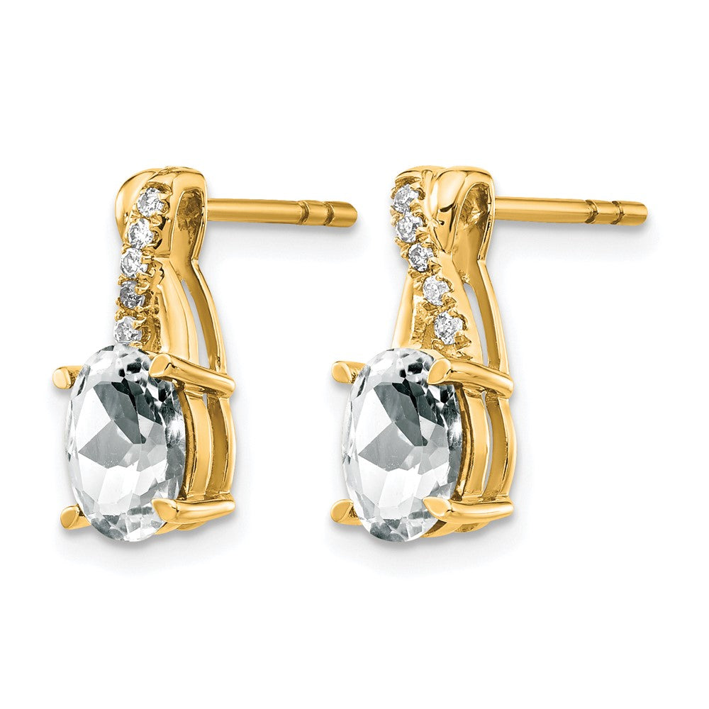 10K Yellow Gold White Topaz And Diamond Earrings