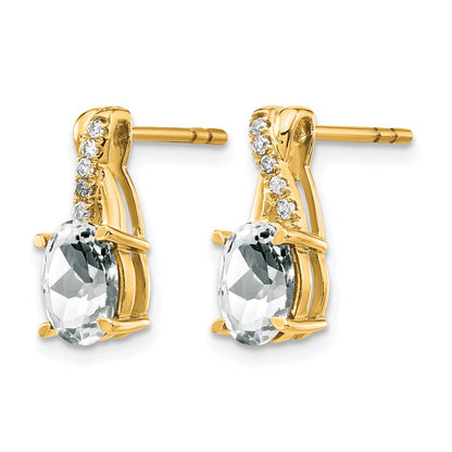 10K Yellow Gold White Topaz And Diamond Earrings