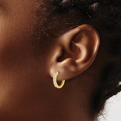 10K Yellow Gold Diamond Hinged Hoop Earrings