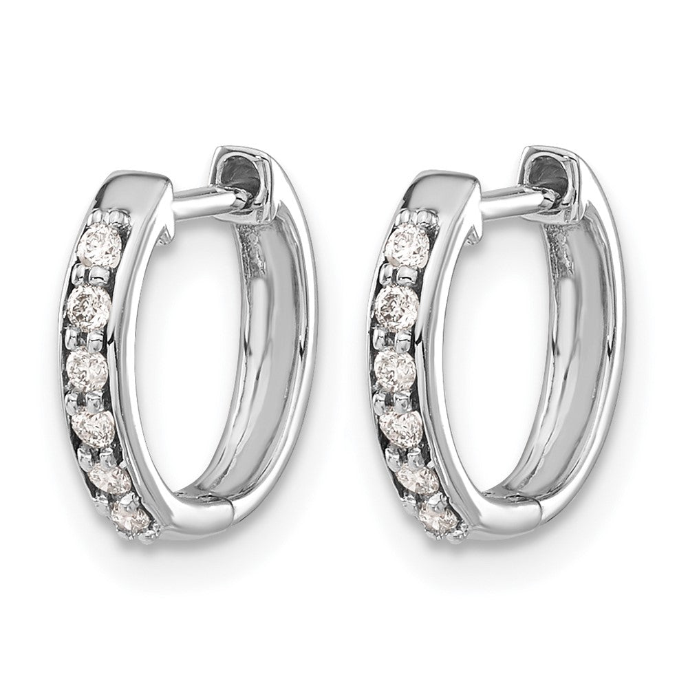 10K White Gold Diamond Hinged Hoop Earrings