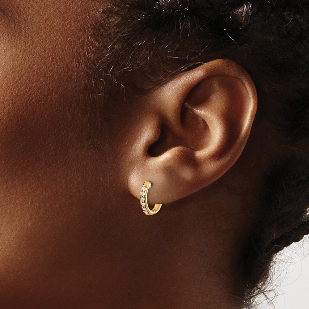 10K Yellow Gold Diamond Hinged Hoop Earrings