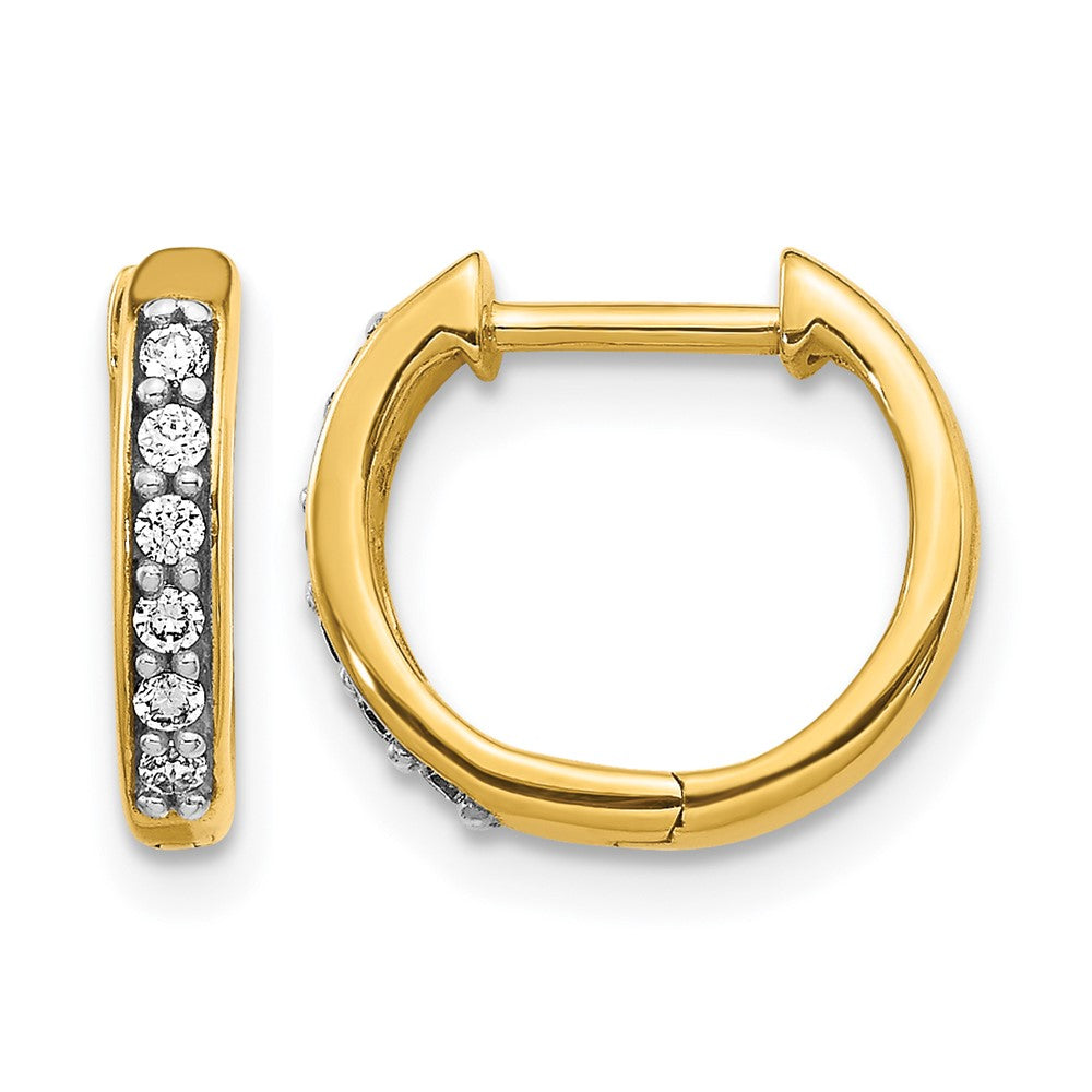 10K Yellow Gold Diamond Hinged Hoop Earrings