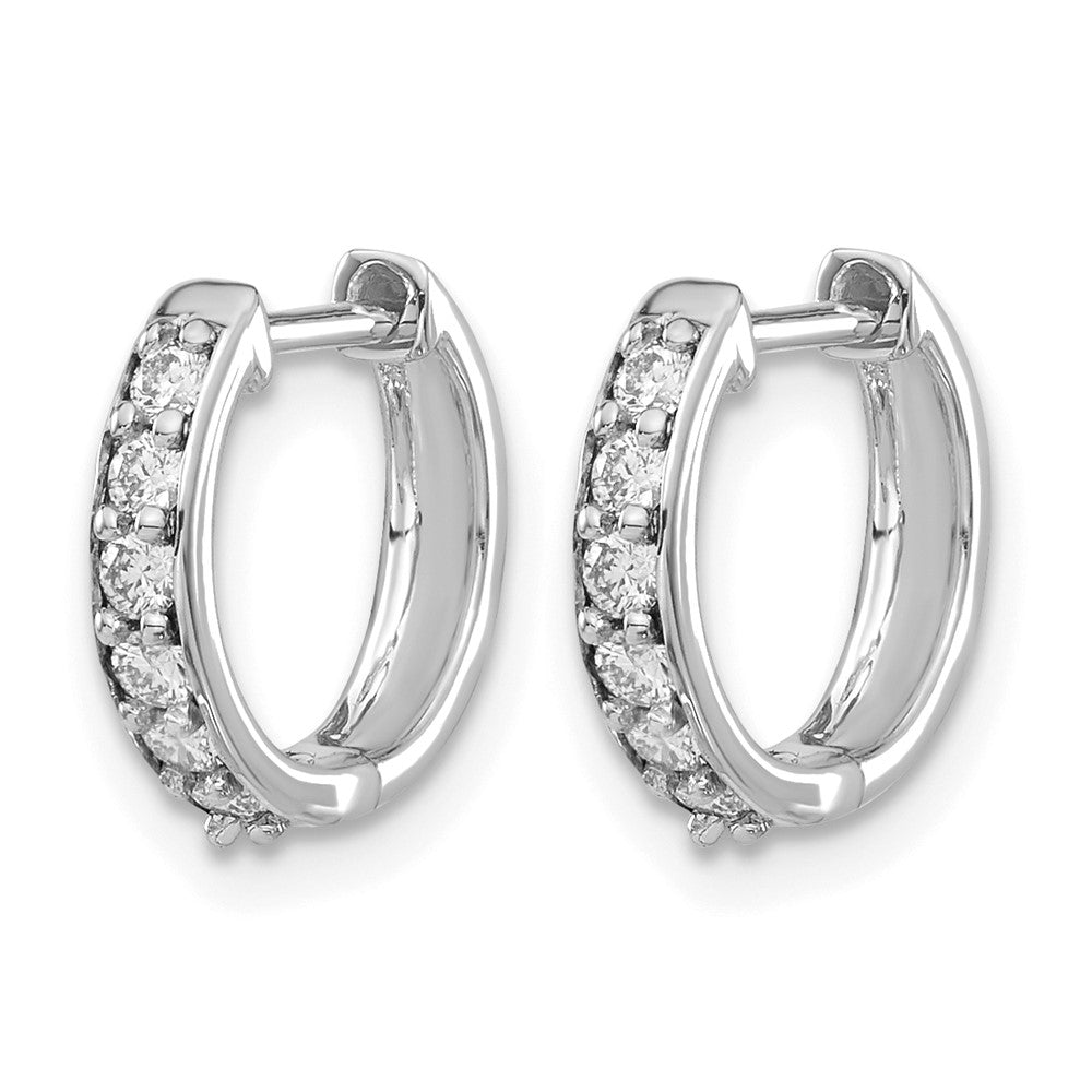 10K White Gold Diamond Hinged Hoop Earrings