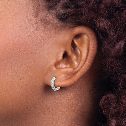 10K White Gold Diamond Hinged Hoop Earrings