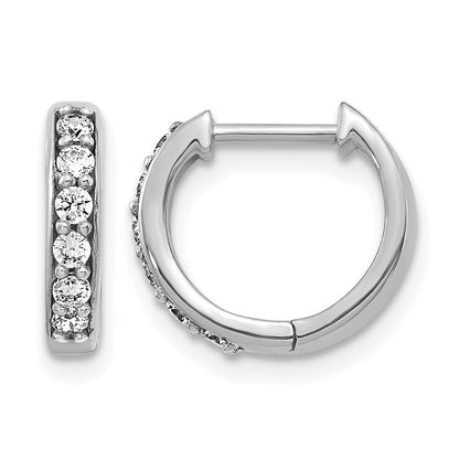 10K White Gold Diamond Hinged Hoop Earrings