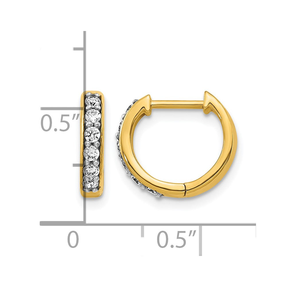 10K Yellow Gold Diamond Hinged Hoop Earrings