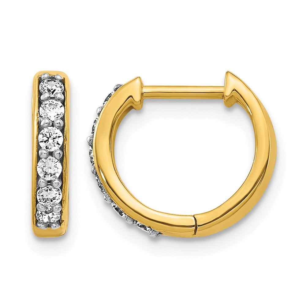 10K Yellow Gold Diamond Hinged Hoop Earrings