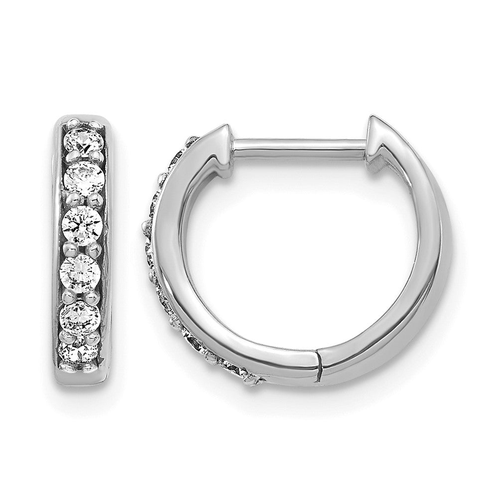 14k White Gold 1/4 Ct. Lab Grown Diamond VS/SI+ G+ Hinged Hoop Earrings